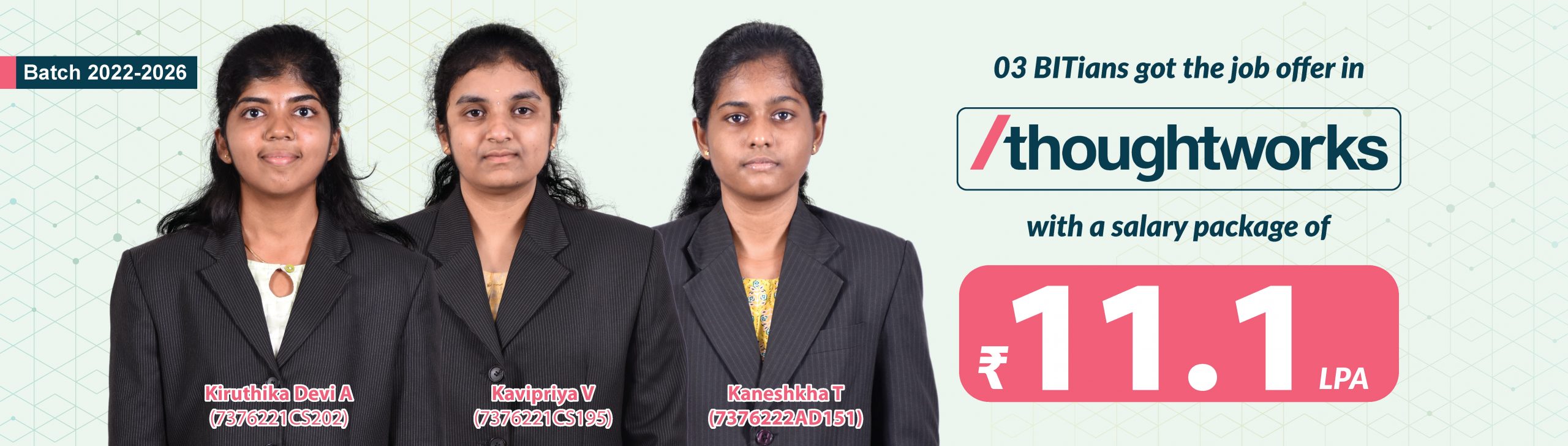 Bannari Amman Institute of Technology student secures 11.1 LPA placement at Thoughtworks highlighting campus placement success